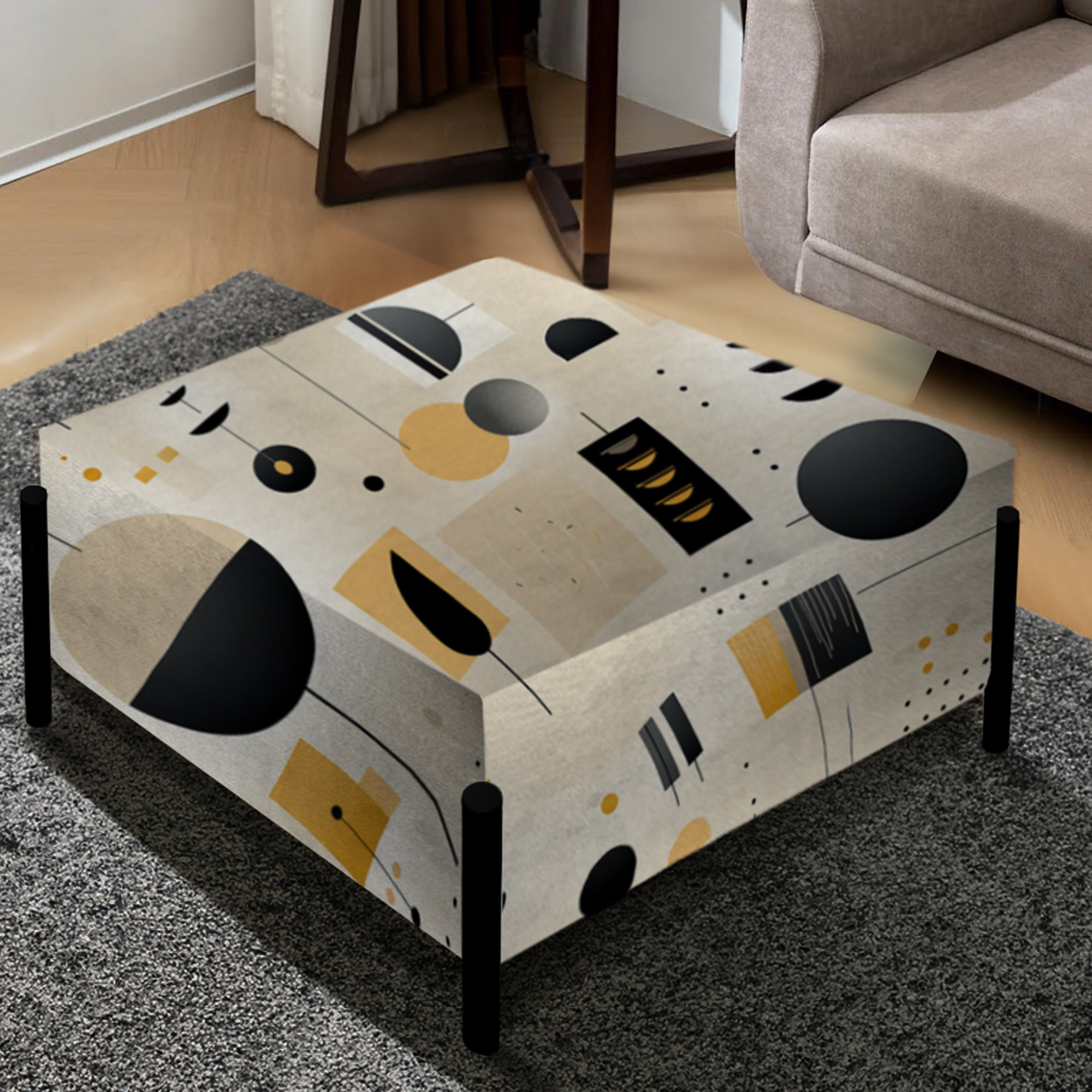 Design Art Monochromatic Zen I - Geometric Large Square